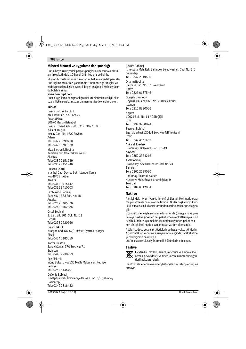 Bosch GBH 36 V-LI Compact Professional User Manual | Page 98 / 231