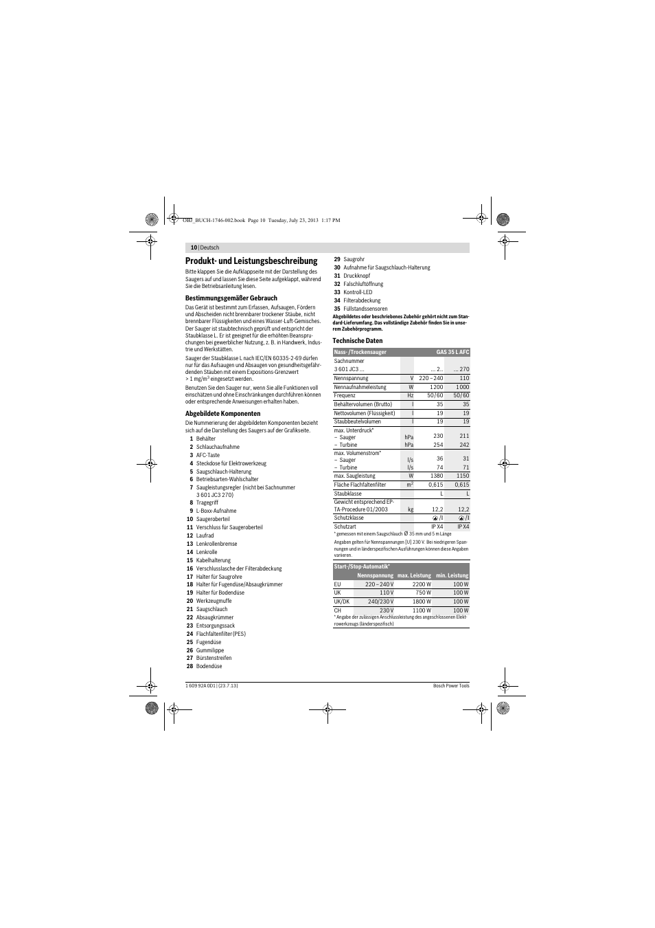 Produkt- und leistungsbeschreibung | Bosch GAS 35 L AFC Professional User Manual | Page 10 / 229