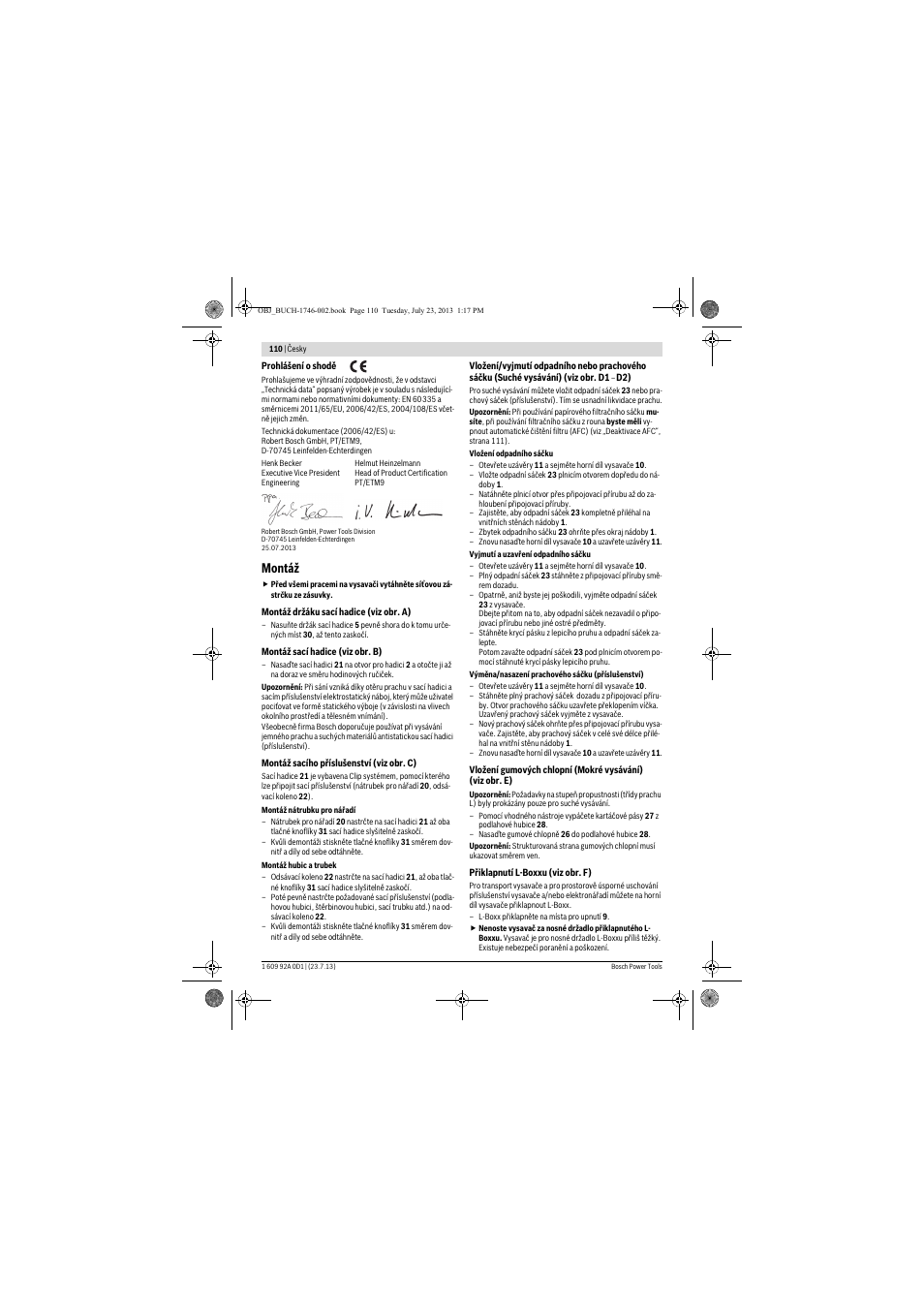 Montáž | Bosch GAS 35 L AFC Professional User Manual | Page 110 / 229