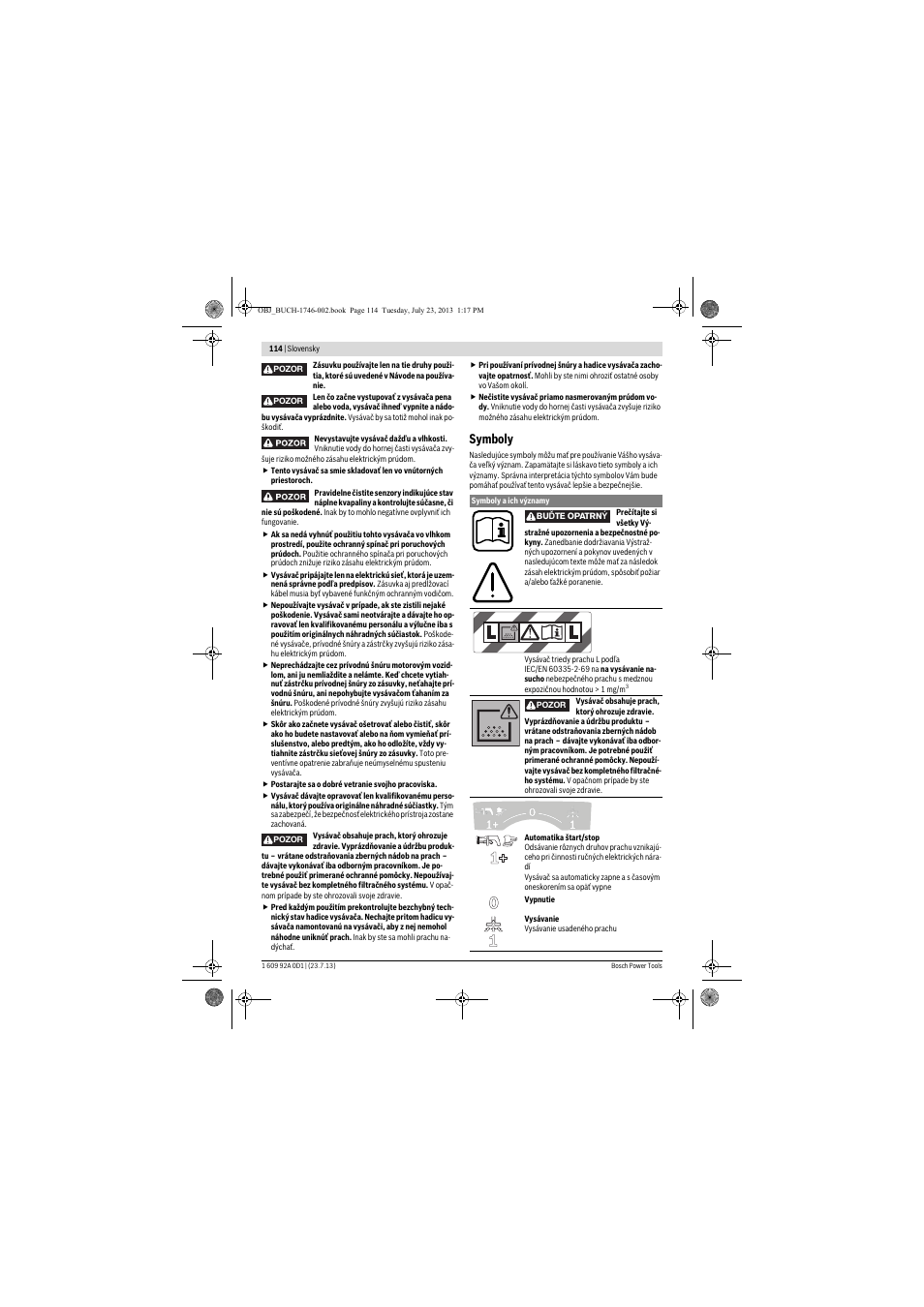 Symboly | Bosch GAS 35 L AFC Professional User Manual | Page 114 / 229