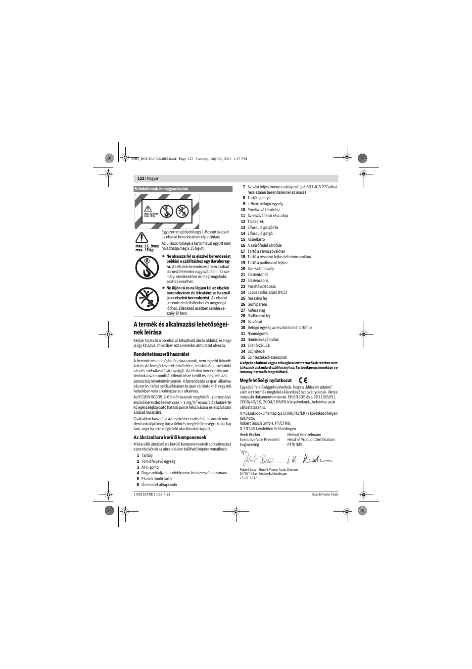 A termék és alkalmazási lehetőségei- nek leírása | Bosch GAS 35 L AFC Professional User Manual | Page 122 / 229