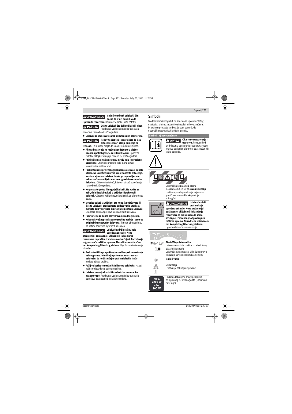 Simboli | Bosch GAS 35 L AFC Professional User Manual | Page 173 / 229