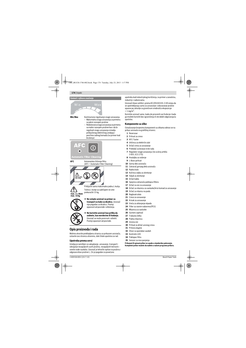 Opis proizvoda i rada | Bosch GAS 35 L AFC Professional User Manual | Page 174 / 229