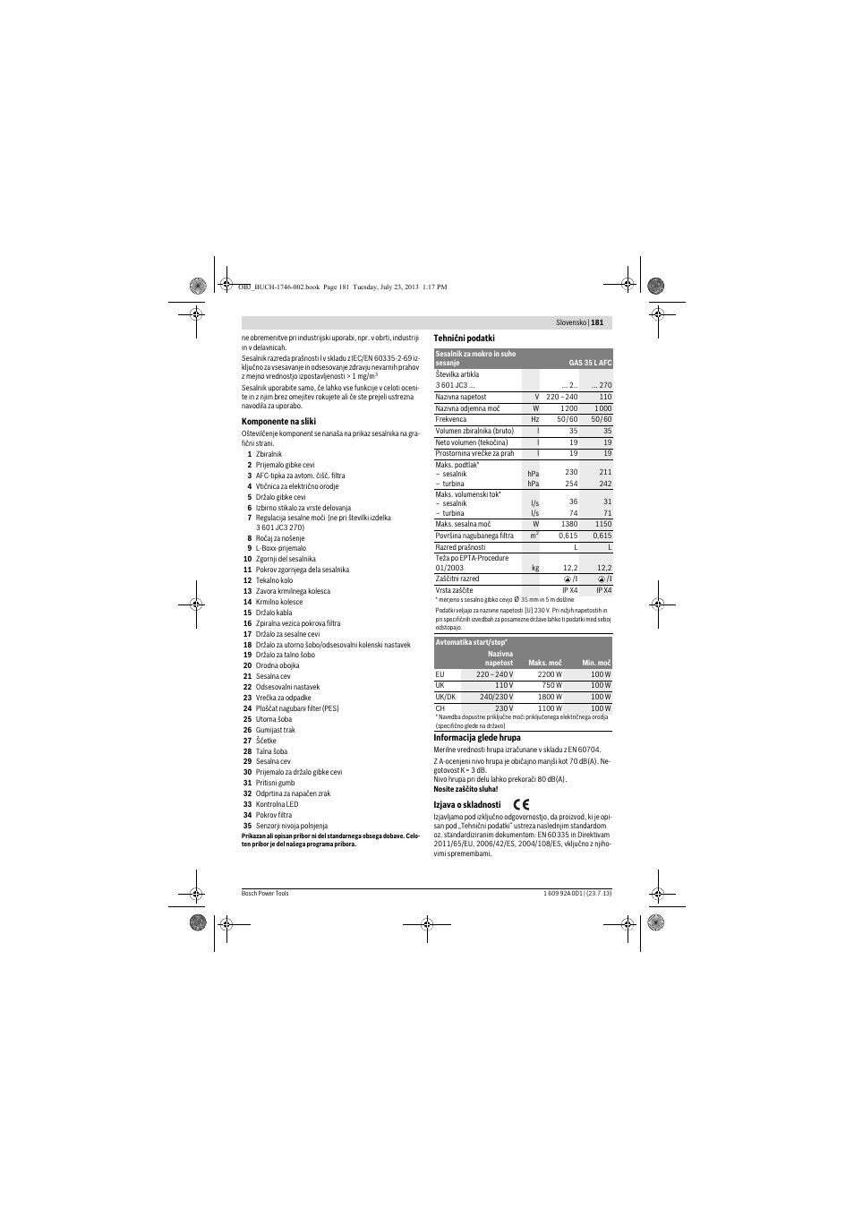 Bosch GAS 35 L AFC Professional User Manual | Page 181 / 229