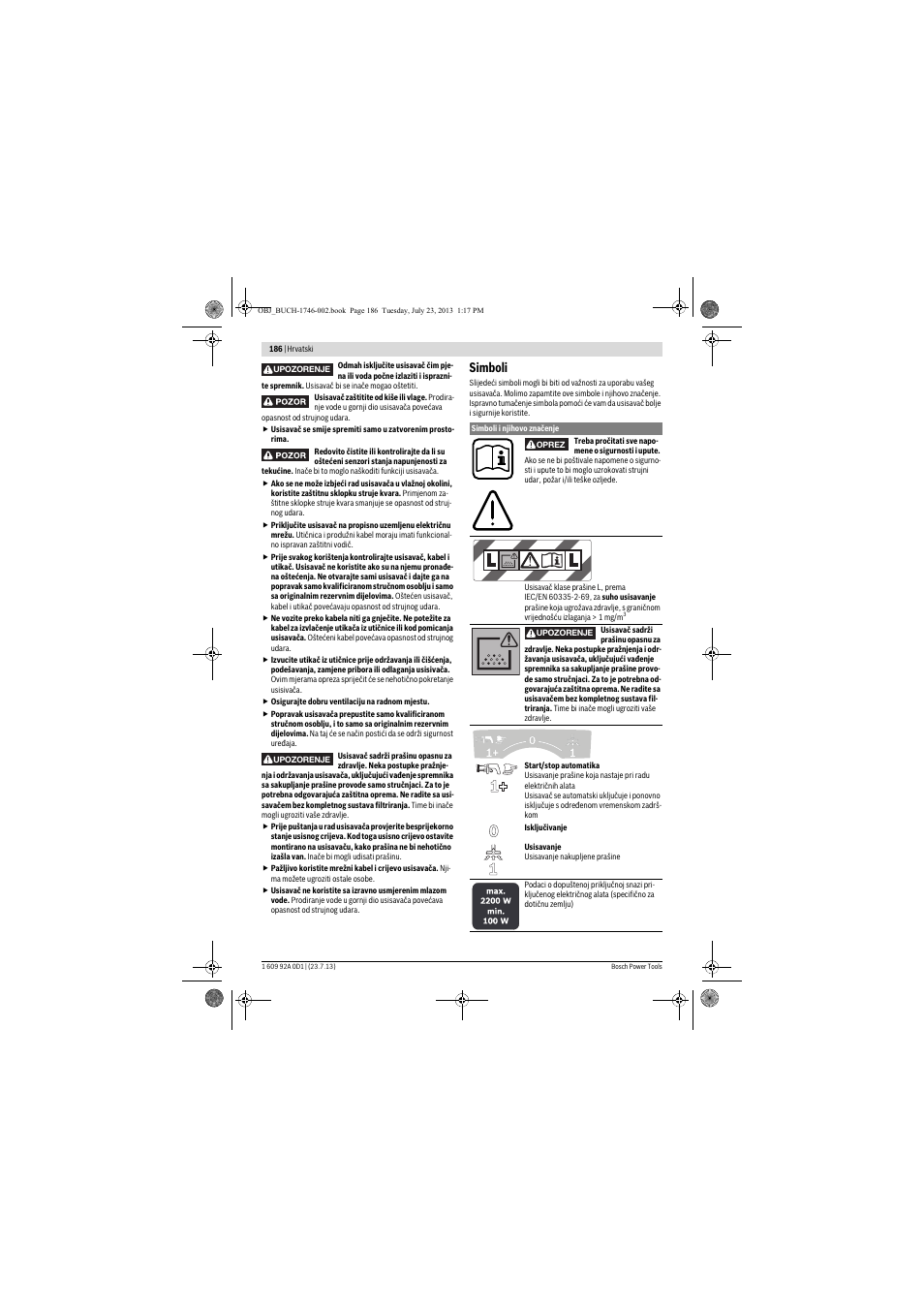 Simboli | Bosch GAS 35 L AFC Professional User Manual | Page 186 / 229