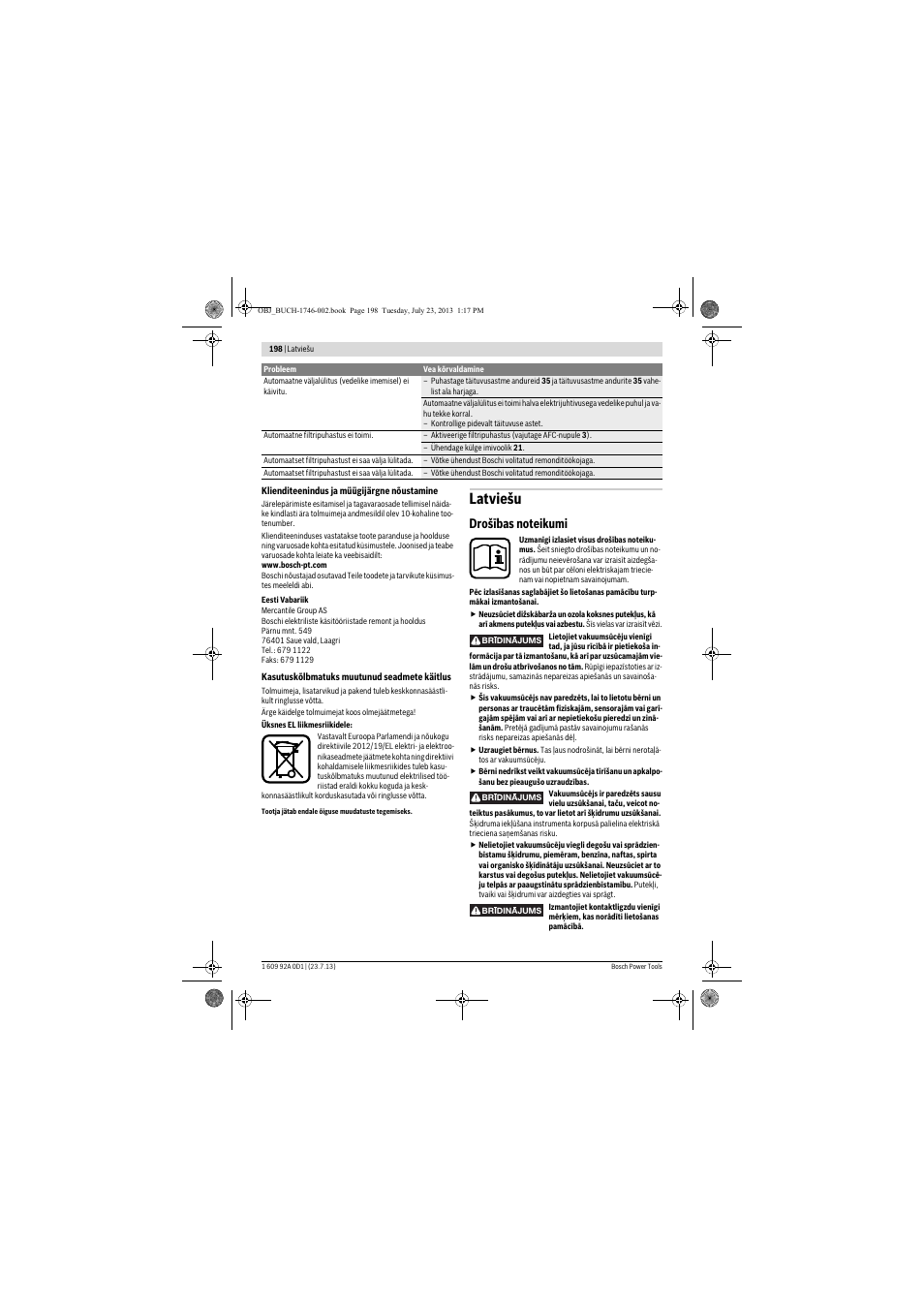 Latviešu | Bosch GAS 35 L AFC Professional User Manual | Page 198 / 229