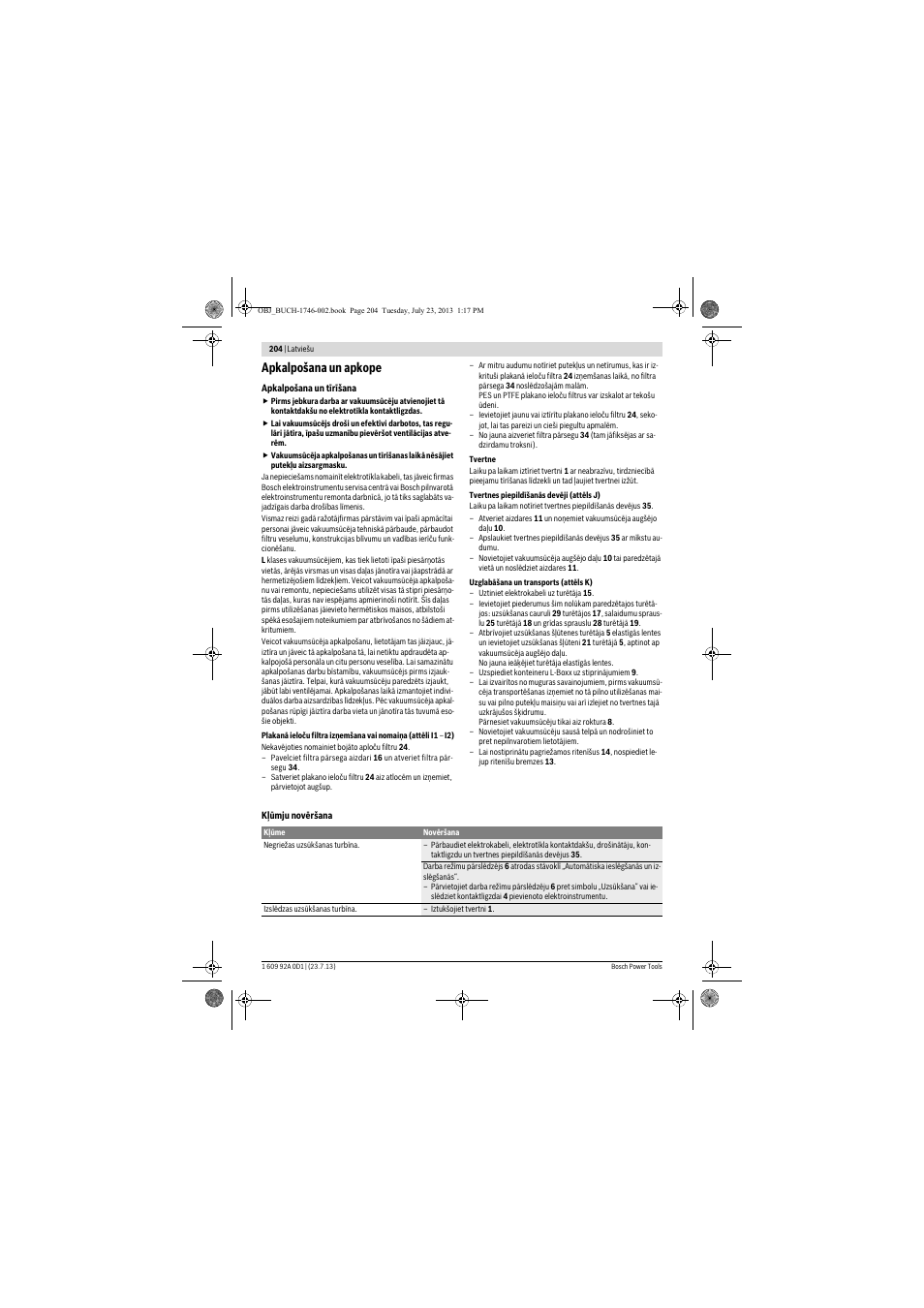 Apkalpošana un apkope | Bosch GAS 35 L AFC Professional User Manual | Page 204 / 229