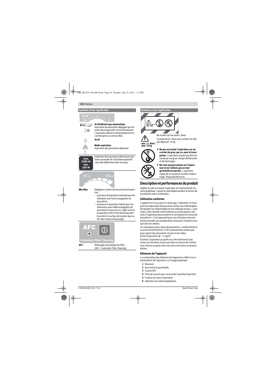 Description et performances du produit | Bosch GAS 35 L AFC Professional User Manual | Page 24 / 229