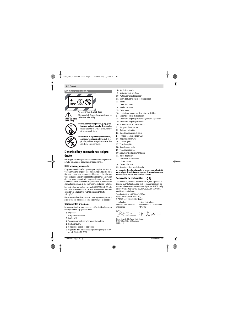 Descripción y prestaciones del pro- ducto | Bosch GAS 35 L AFC Professional User Manual | Page 32 / 229