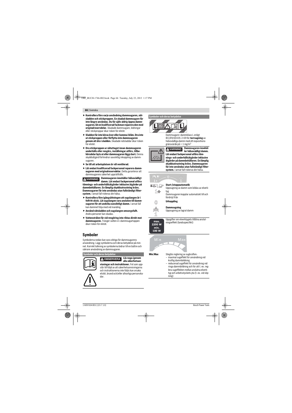 Symboler | Bosch GAS 35 L AFC Professional User Manual | Page 66 / 229