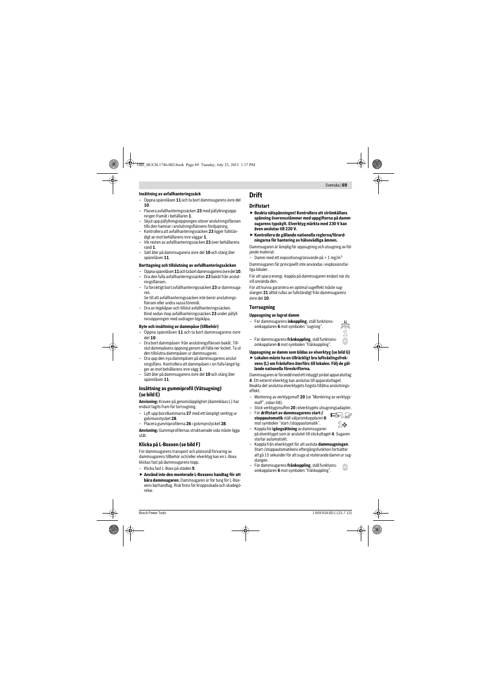 Drift | Bosch GAS 35 L AFC Professional User Manual | Page 69 / 229