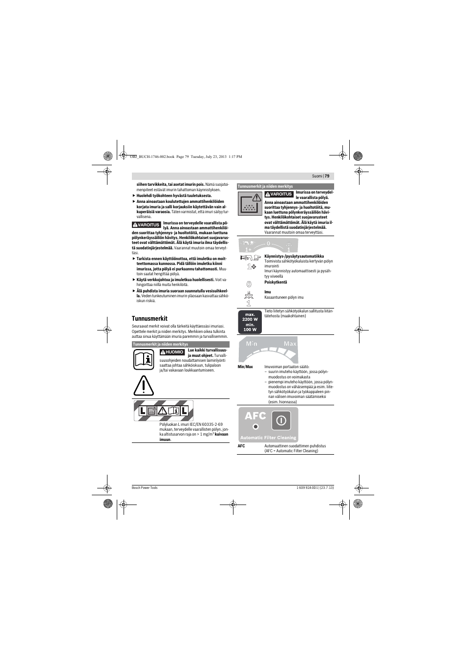 Tunnusmerkit | Bosch GAS 35 L AFC Professional User Manual | Page 79 / 229