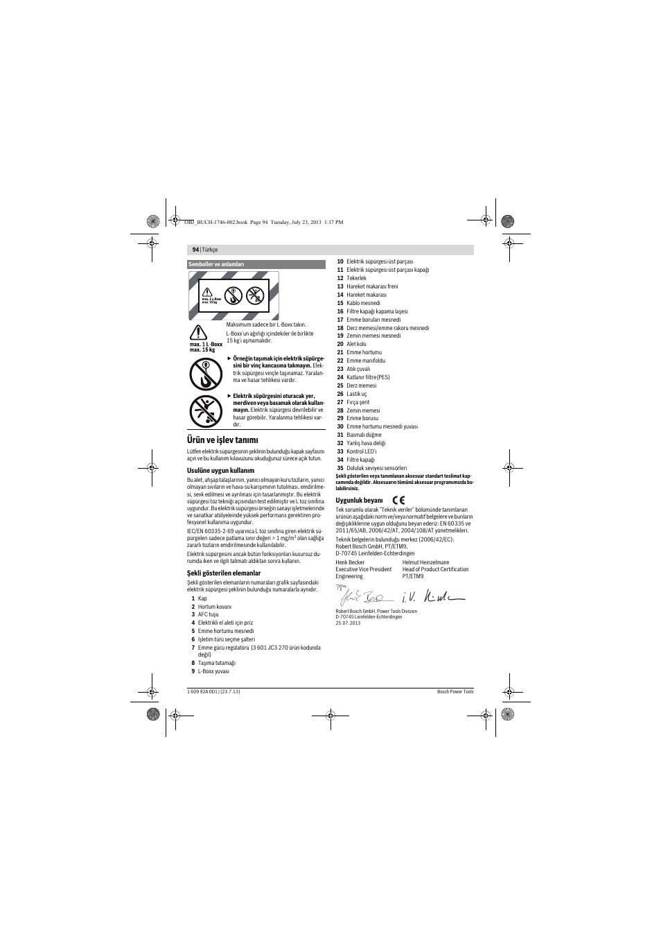 Ürün ve işlev tanımı | Bosch GAS 35 L AFC Professional User Manual | Page 94 / 229