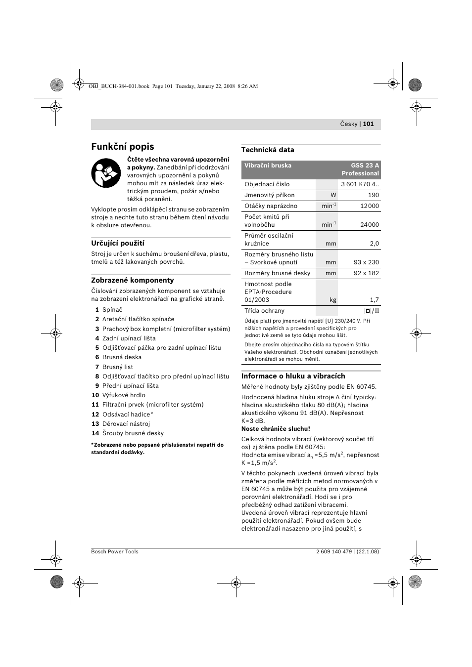Funkční popis | Bosch GSS 23 A Professional User Manual | Page 101 / 189