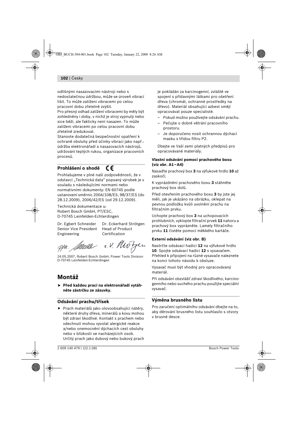 Montáž | Bosch GSS 23 A Professional User Manual | Page 102 / 189