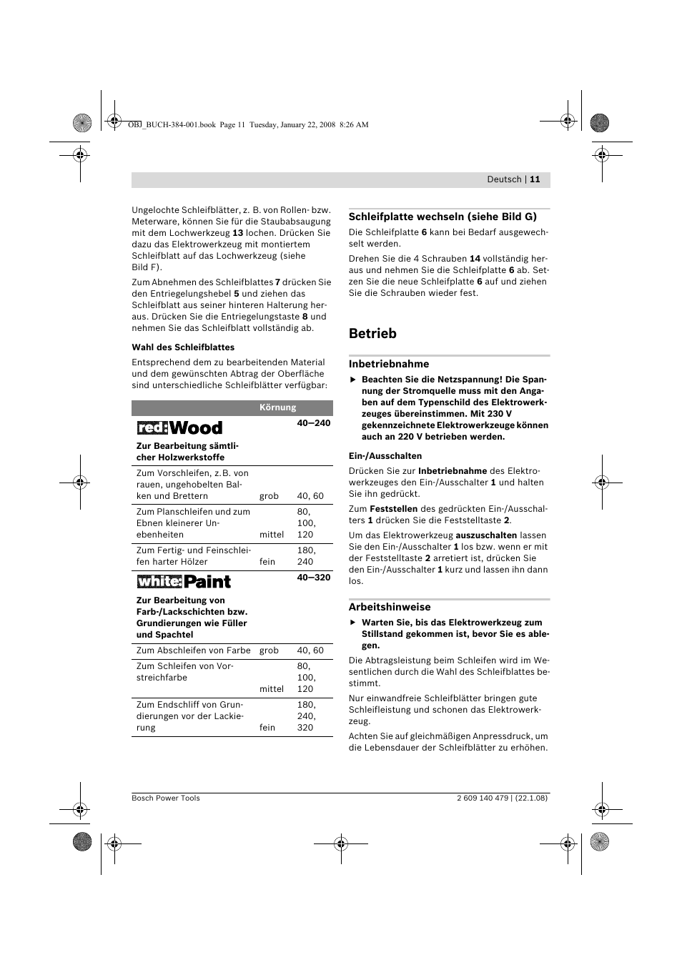Betrieb | Bosch GSS 23 A Professional User Manual | Page 11 / 189