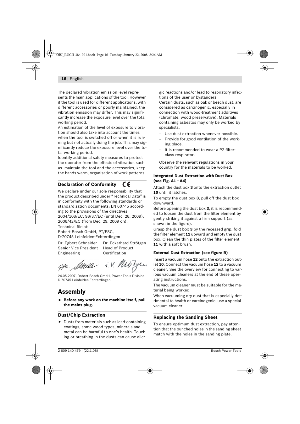 Assembly | Bosch GSS 23 A Professional User Manual | Page 16 / 189