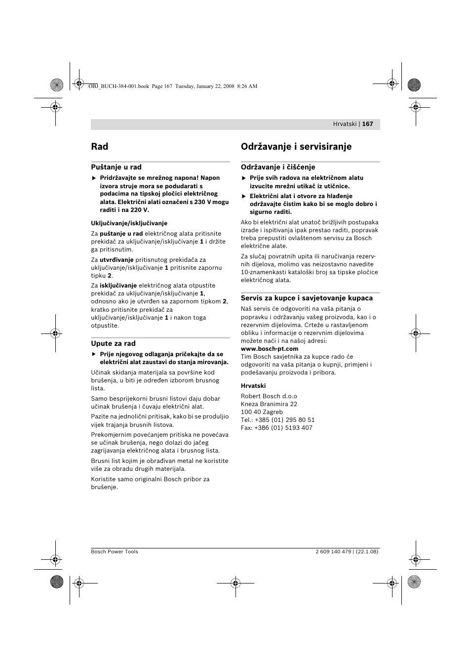 Održavanje i servisiranje | Bosch GSS 23 A Professional User Manual | Page 167 / 189