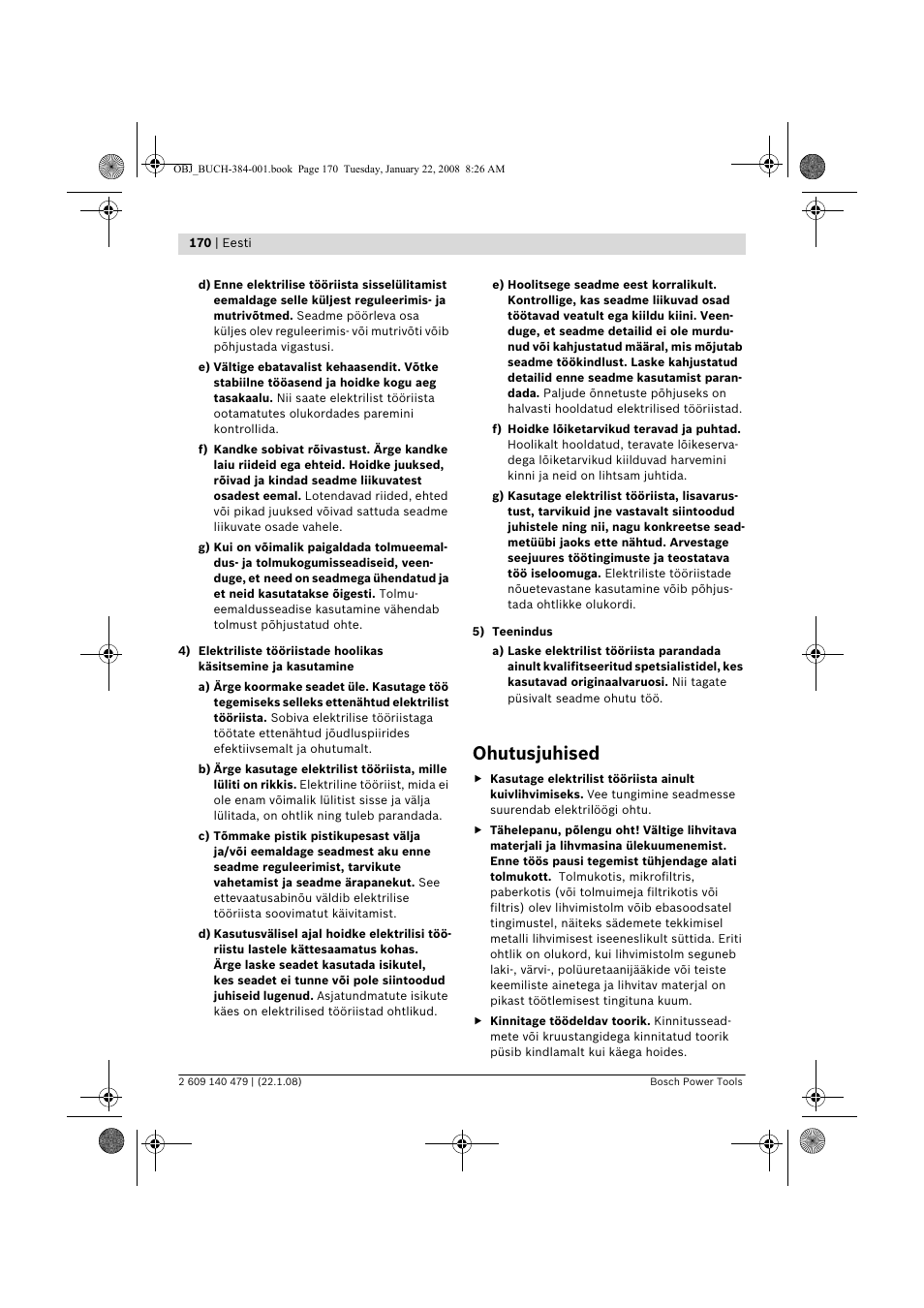 Ohutusjuhised | Bosch GSS 23 A Professional User Manual | Page 170 / 189