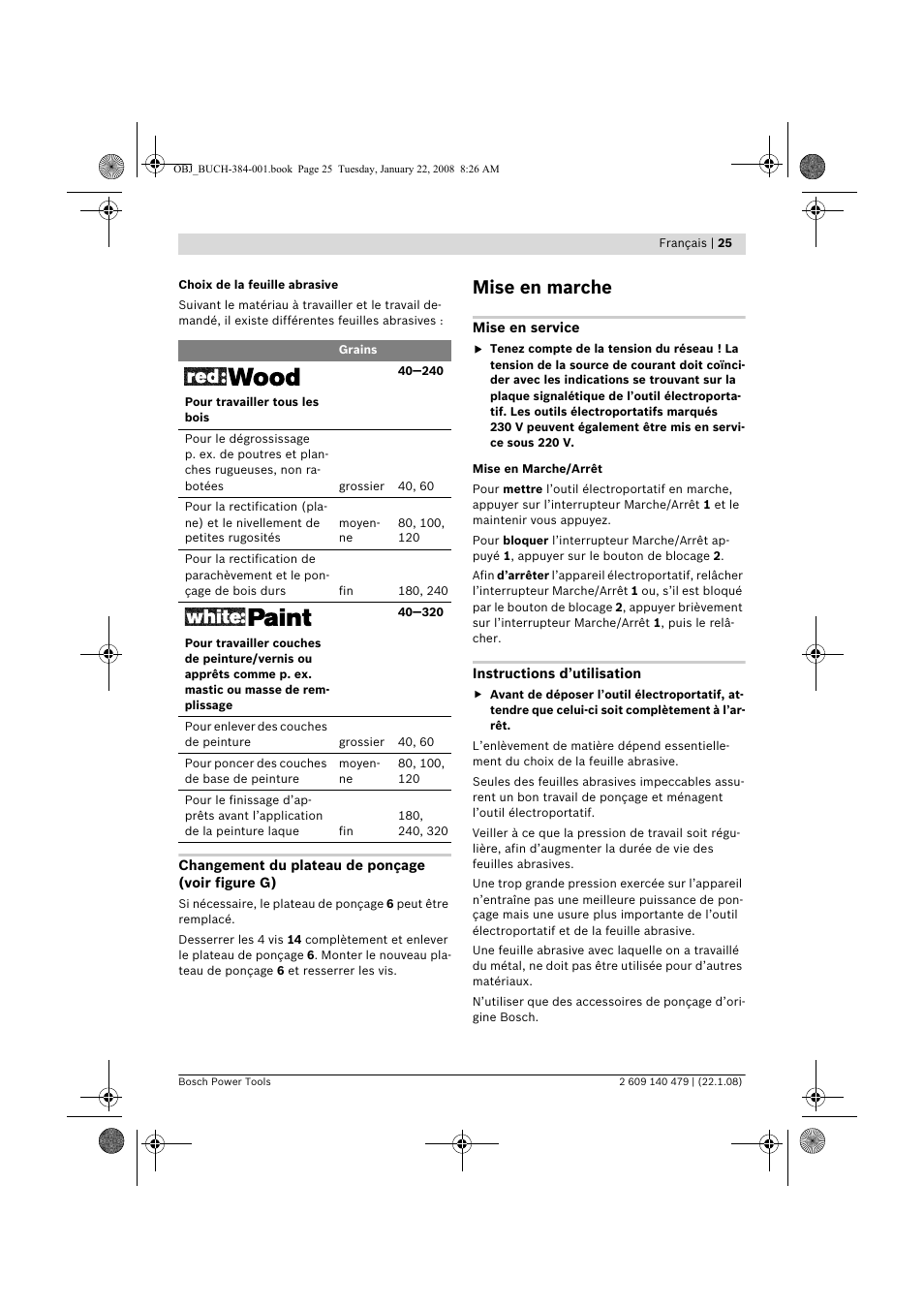 Mise en marche | Bosch GSS 23 A Professional User Manual | Page 25 / 189