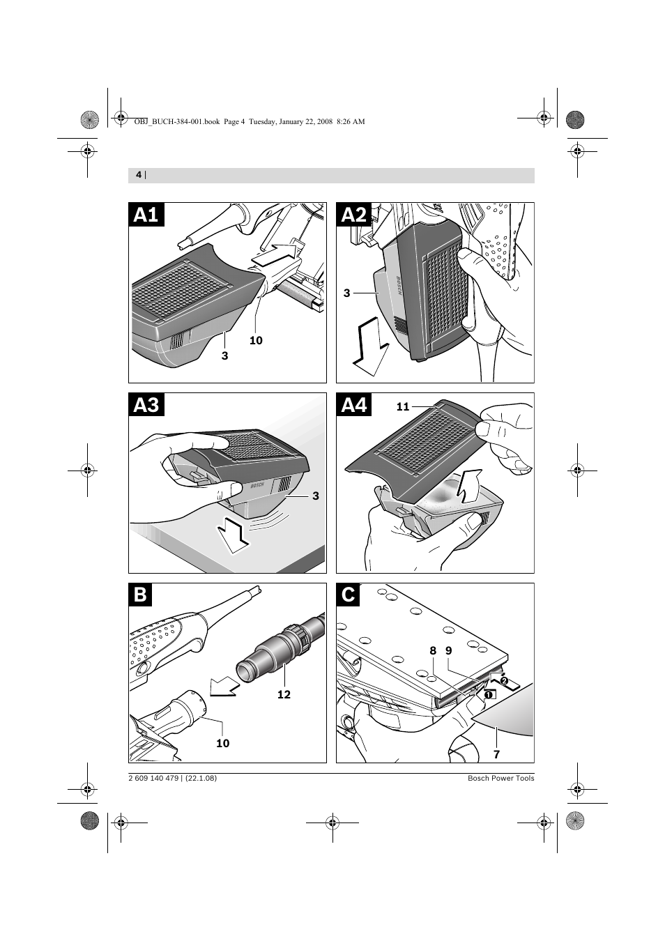 Cb a4 a3 a2 a1 | Bosch GSS 23 A Professional User Manual | Page 4 / 189