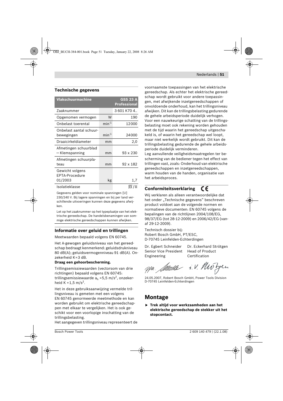 Montage | Bosch GSS 23 A Professional User Manual | Page 51 / 189