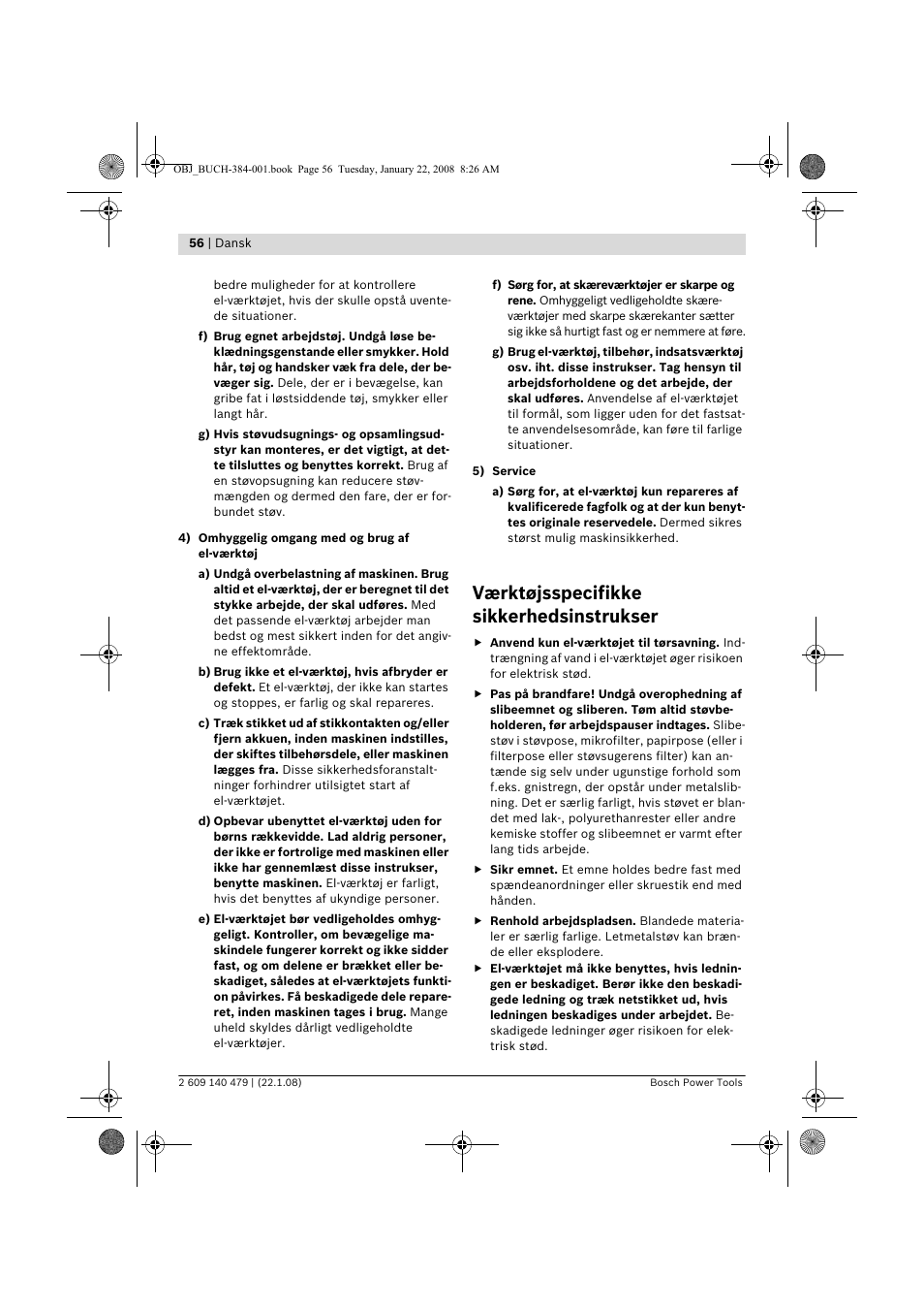 Værktøjsspecifikke sikkerhedsinstrukser | Bosch GSS 23 A Professional User Manual | Page 56 / 189