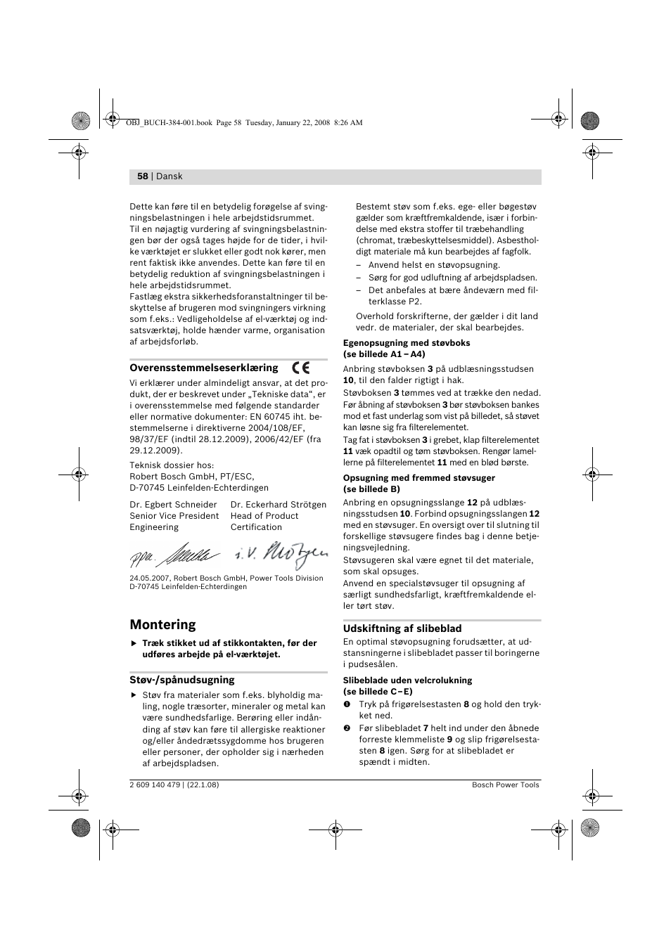 Montering | Bosch GSS 23 A Professional User Manual | Page 58 / 189