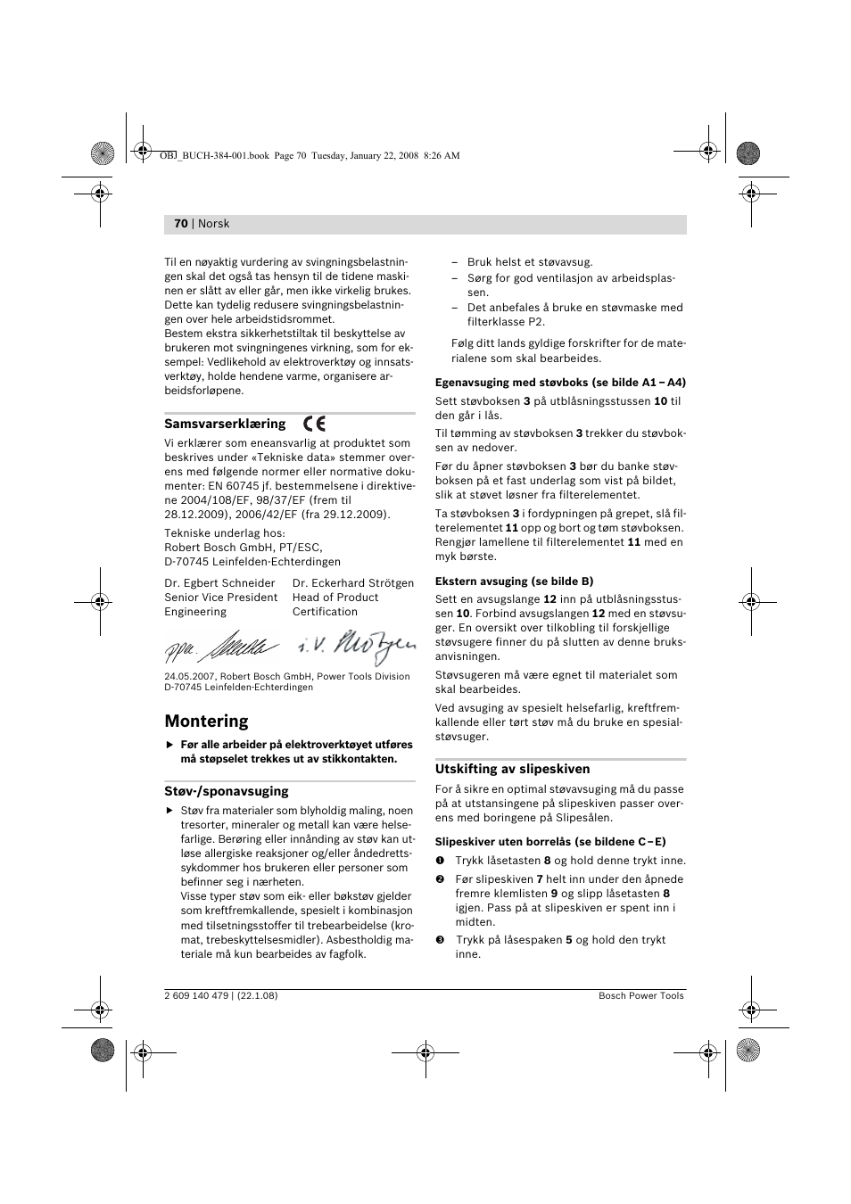 Montering | Bosch GSS 23 A Professional User Manual | Page 70 / 189