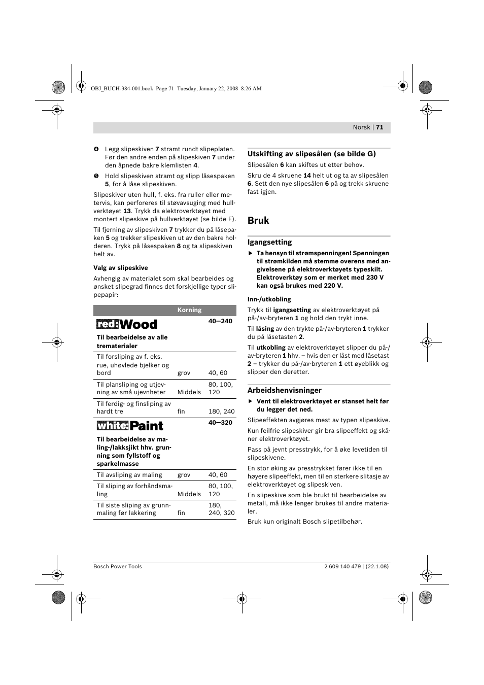 Bruk | Bosch GSS 23 A Professional User Manual | Page 71 / 189