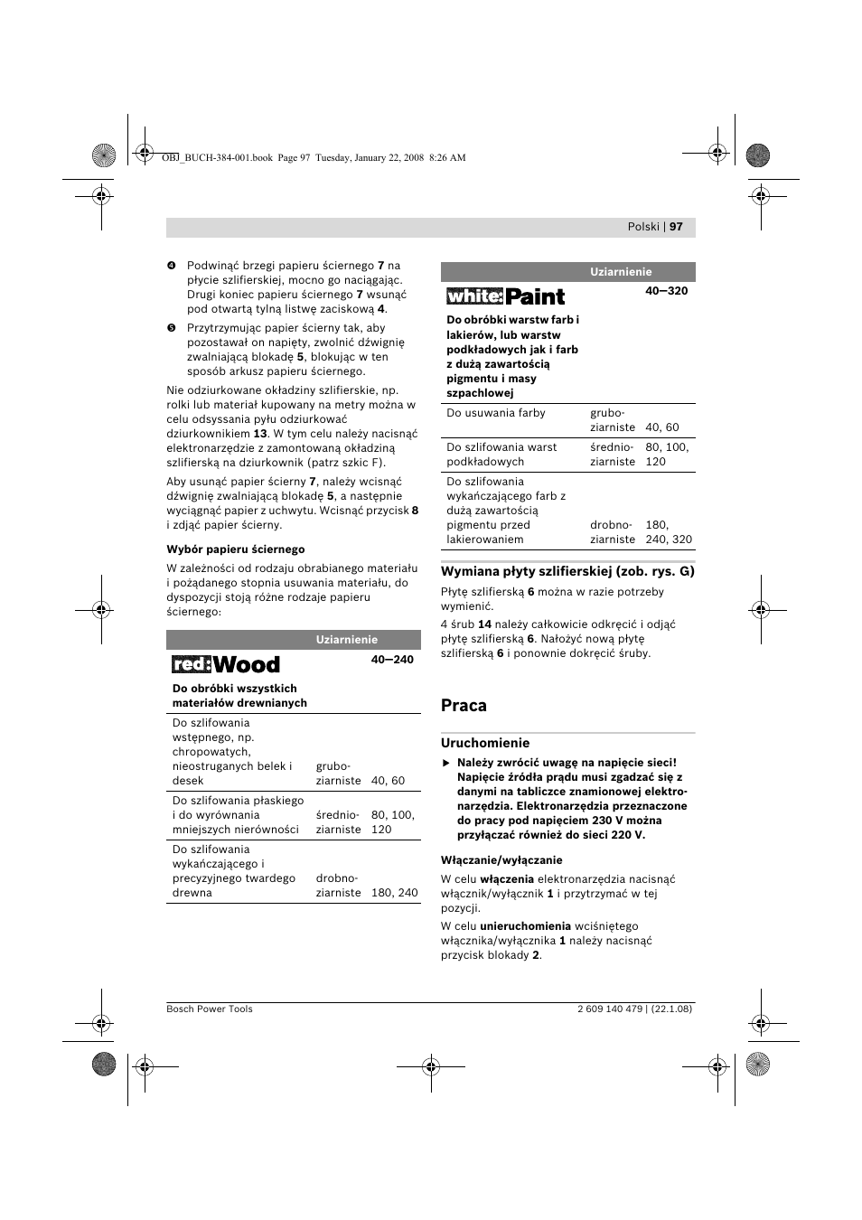 Praca | Bosch GSS 23 A Professional User Manual | Page 97 / 189