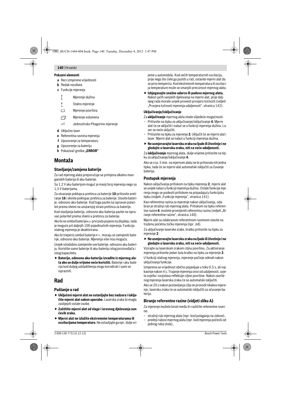 Montaža | Bosch GLM 50 Professional User Manual | Page 140 / 189