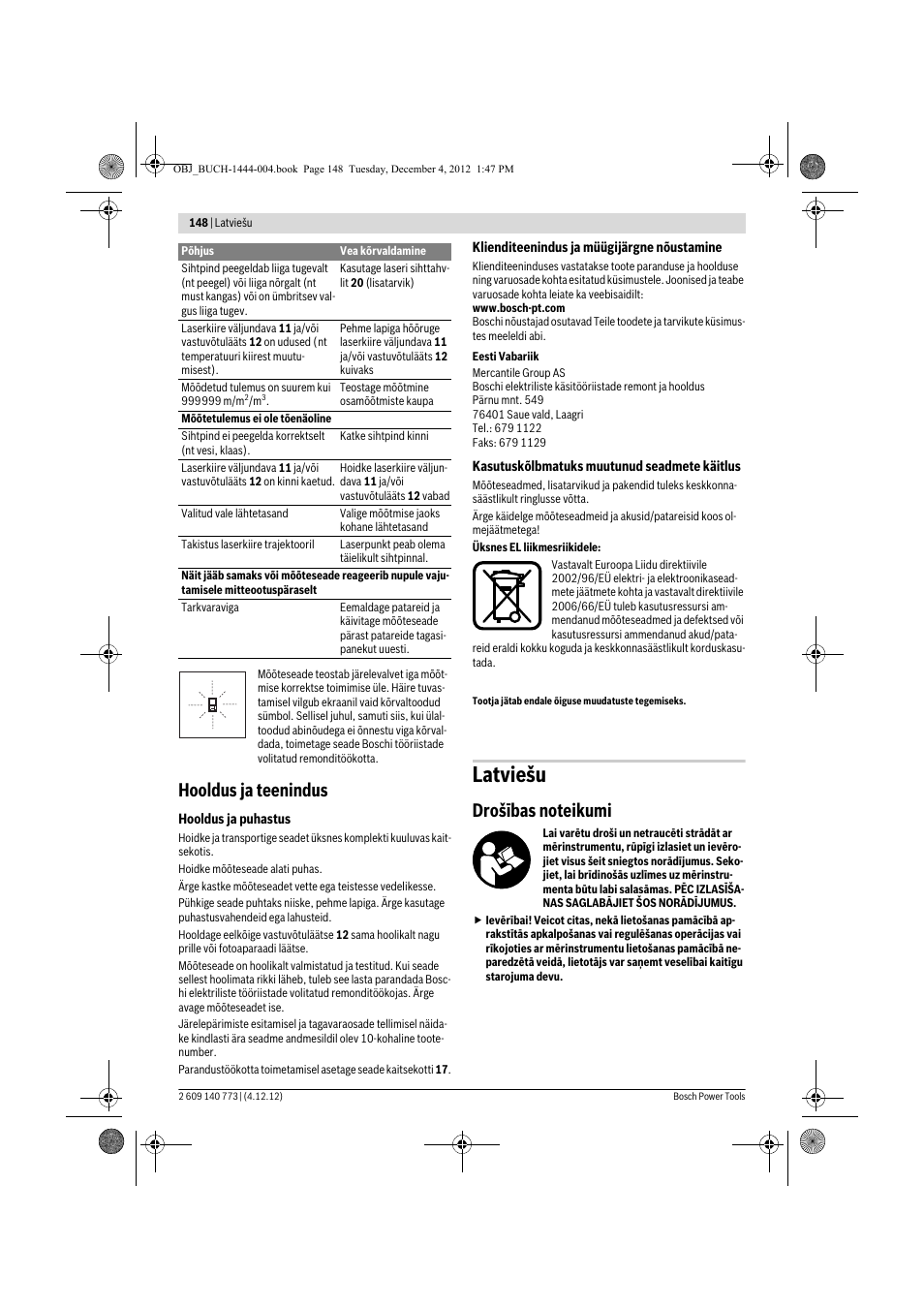Latviešu, Hooldus ja teenindus | Bosch GLM 50 Professional User Manual | Page 148 / 189