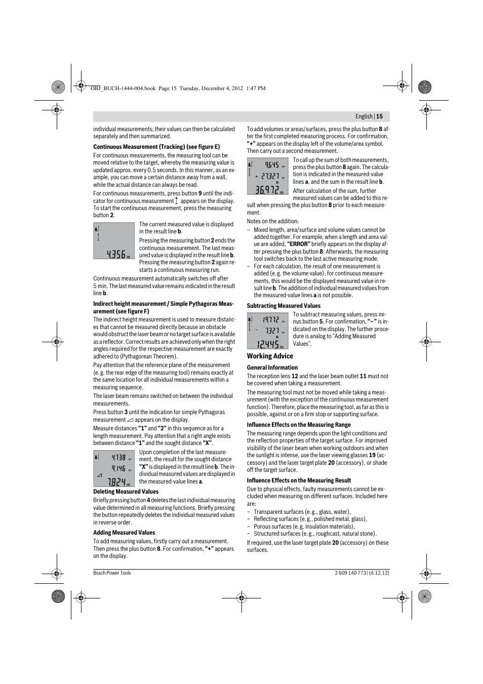 Bosch GLM 50 Professional User Manual | Page 15 / 189