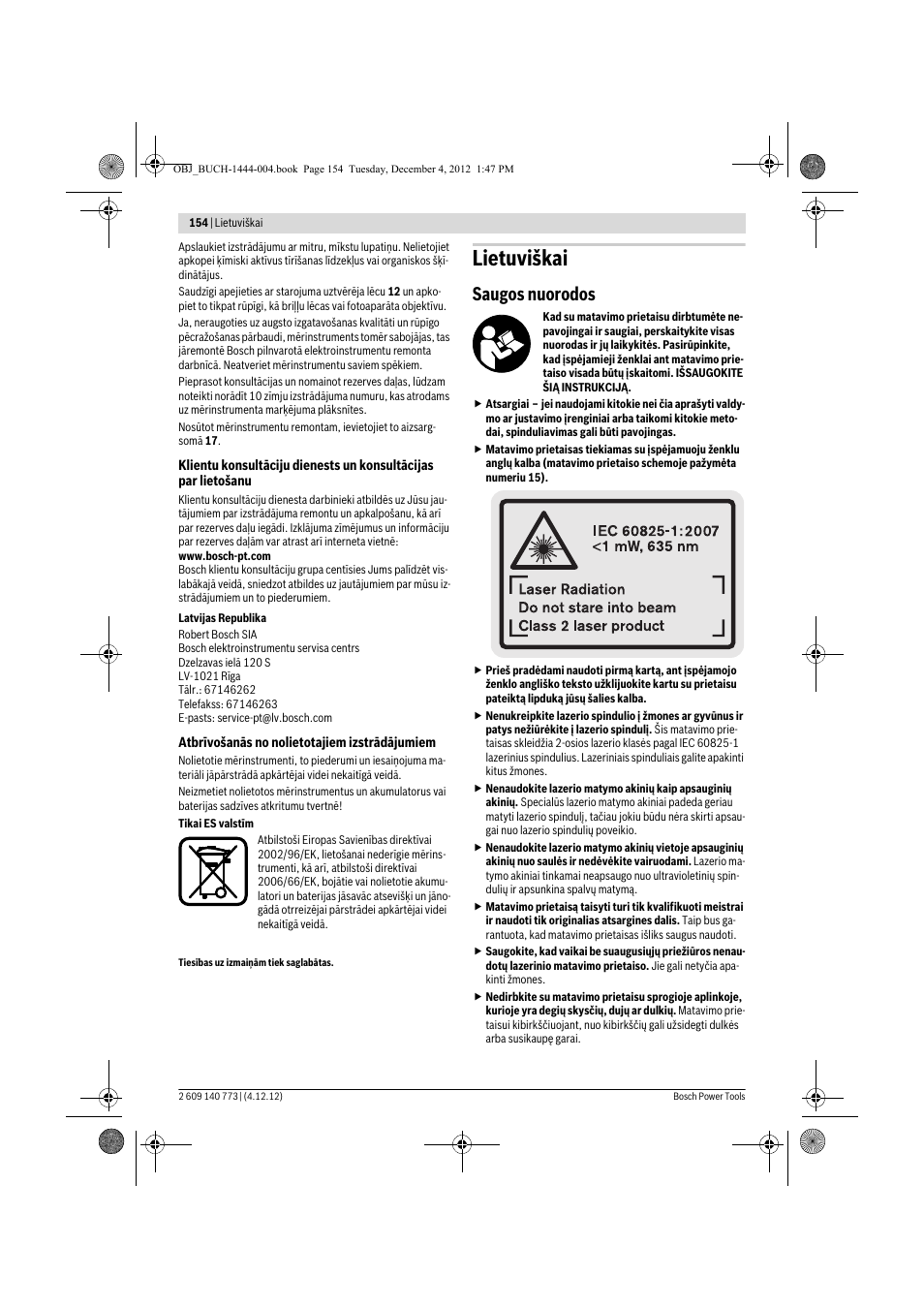 Lietuviškai, Saugos nuorodos | Bosch GLM 50 Professional User Manual | Page 154 / 189