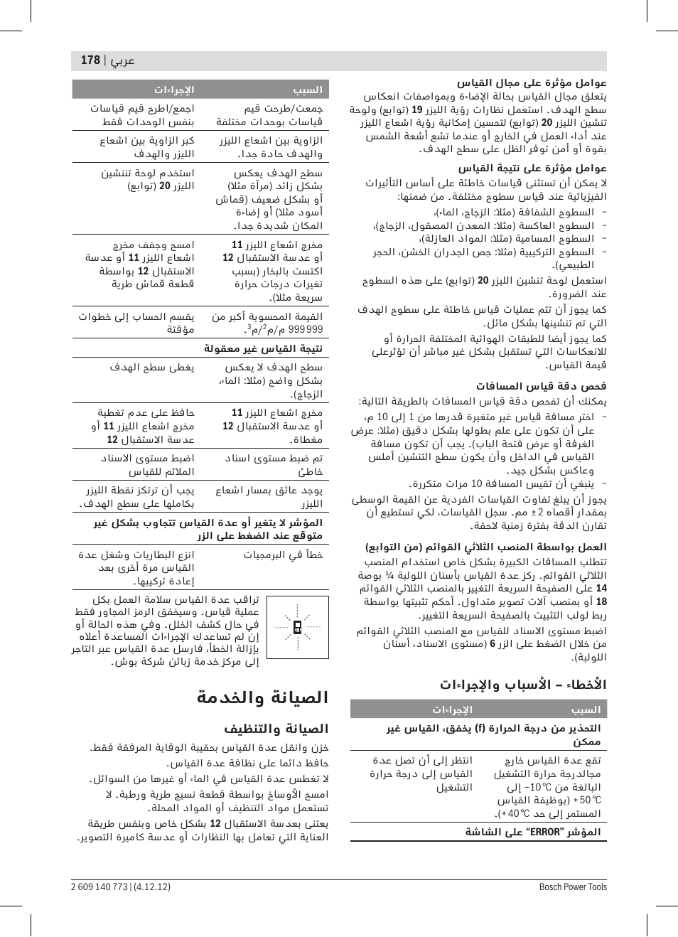 ةمدخلاو ةنايصلا | Bosch GLM 50 Professional User Manual | Page 178 / 189