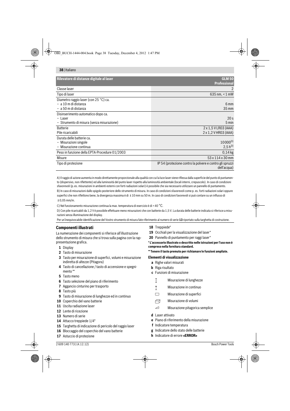 Bosch GLM 50 Professional User Manual | Page 38 / 189