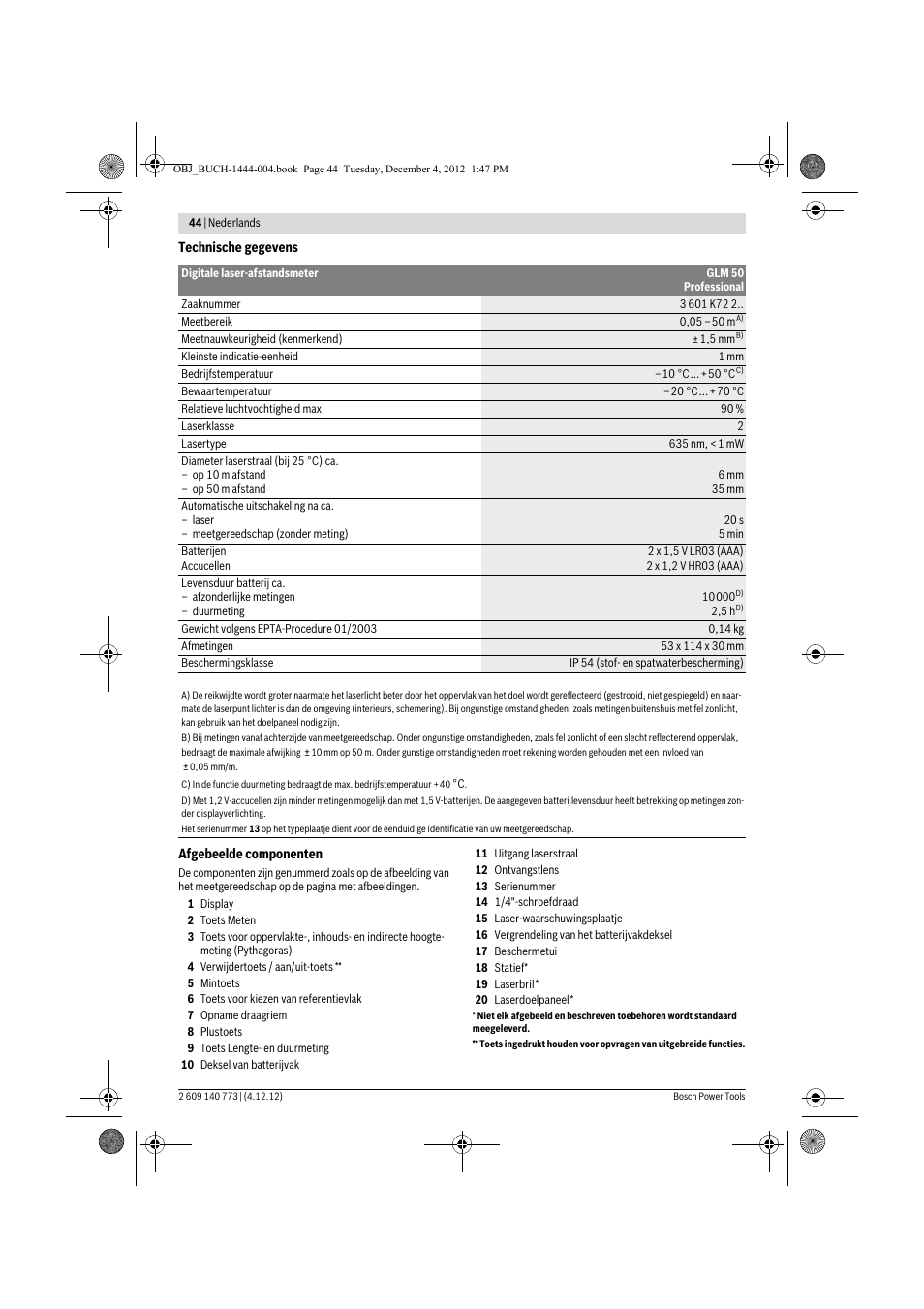 Bosch GLM 50 Professional User Manual | Page 44 / 189