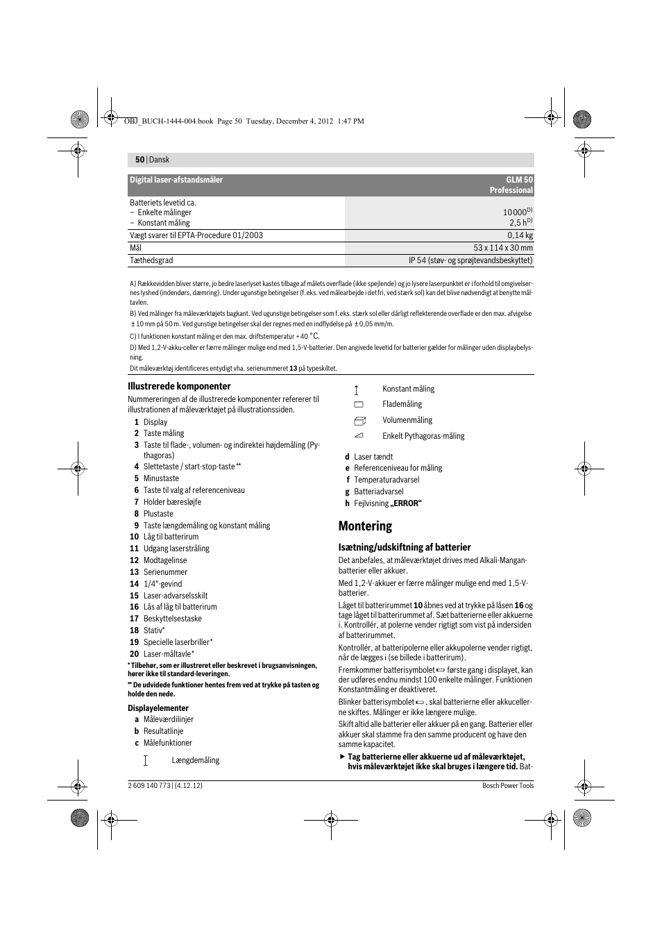 Montering | Bosch GLM 50 Professional User Manual | Page 50 / 189