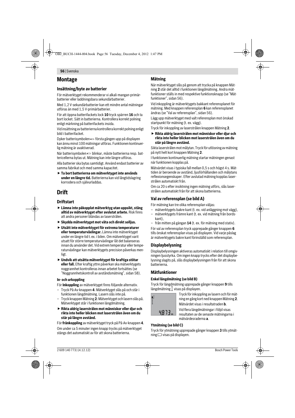 Montage, Drift | Bosch GLM 50 Professional User Manual | Page 56 / 189