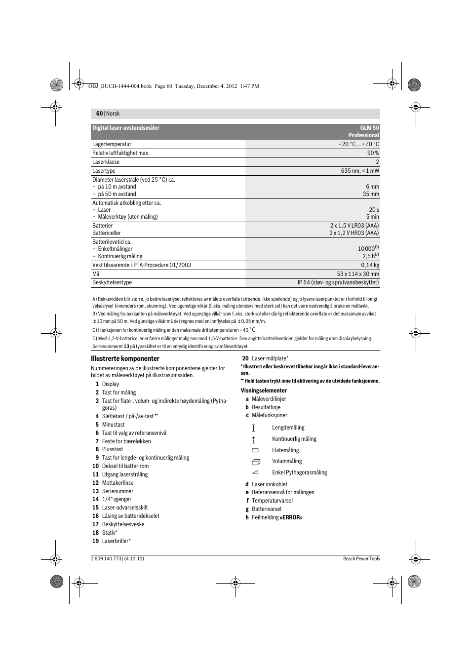 Bosch GLM 50 Professional User Manual | Page 60 / 189