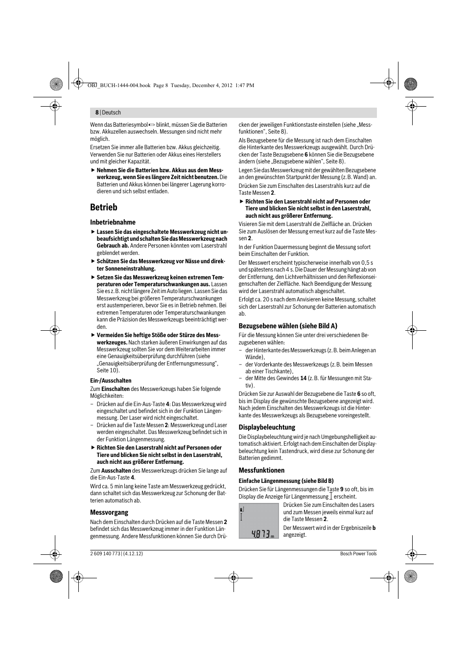 Betrieb | Bosch GLM 50 Professional User Manual | Page 8 / 189