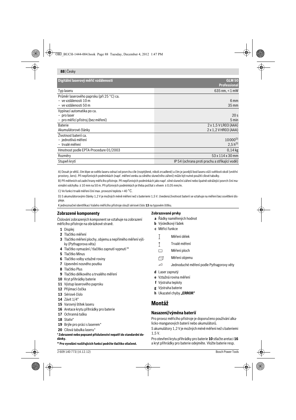 Montáž | Bosch GLM 50 Professional User Manual | Page 88 / 189