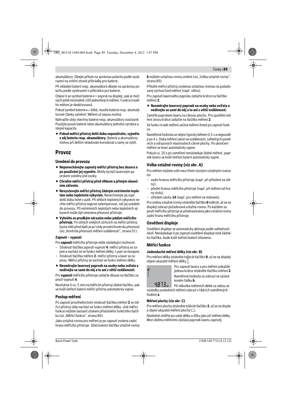 Provoz | Bosch GLM 50 Professional User Manual | Page 89 / 189