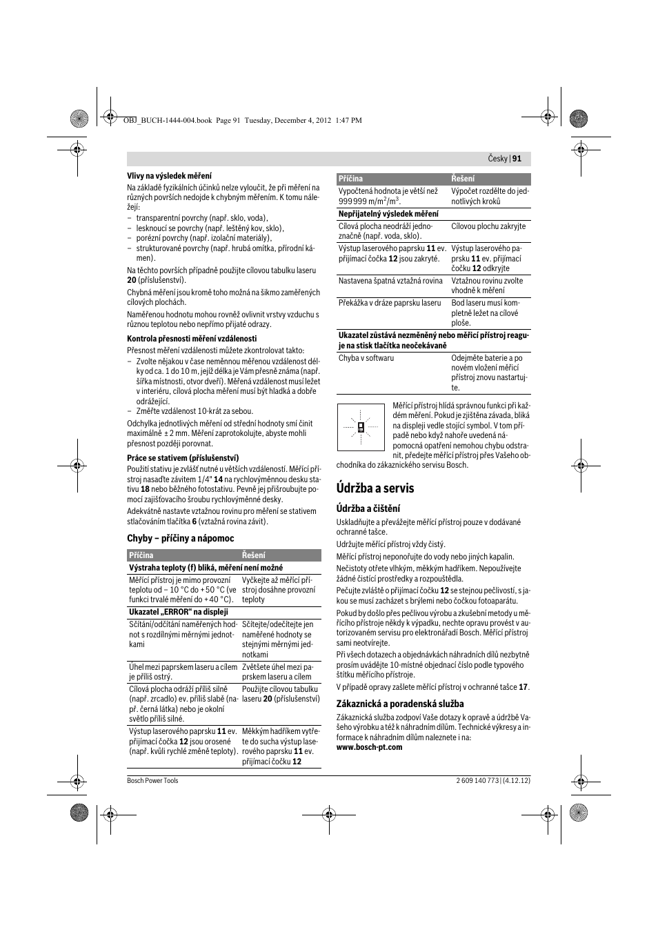 Údržba a servis | Bosch GLM 50 Professional User Manual | Page 91 / 189