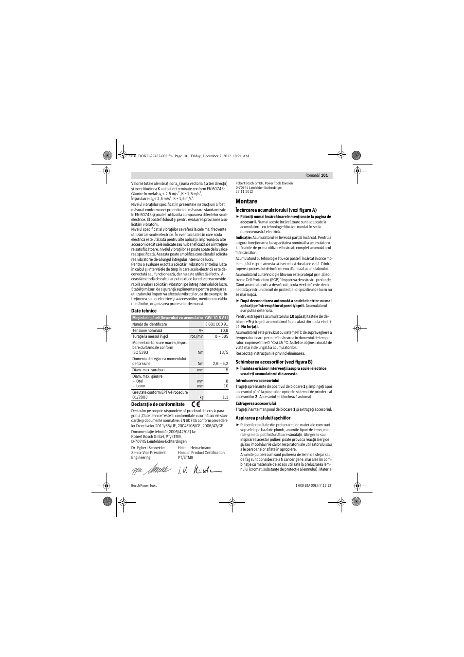 Montare | Bosch GWI 10,8 V-LI Professional User Manual | Page 101 / 148