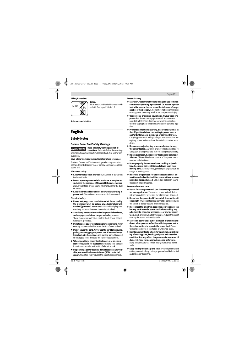 English | Bosch GWI 10,8 V-LI Professional User Manual | Page 11 / 148