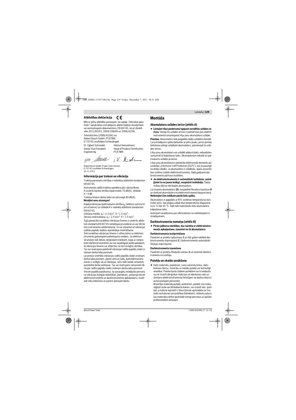 Montāža | Bosch GWI 10,8 V-LI Professional User Manual | Page 129 / 148