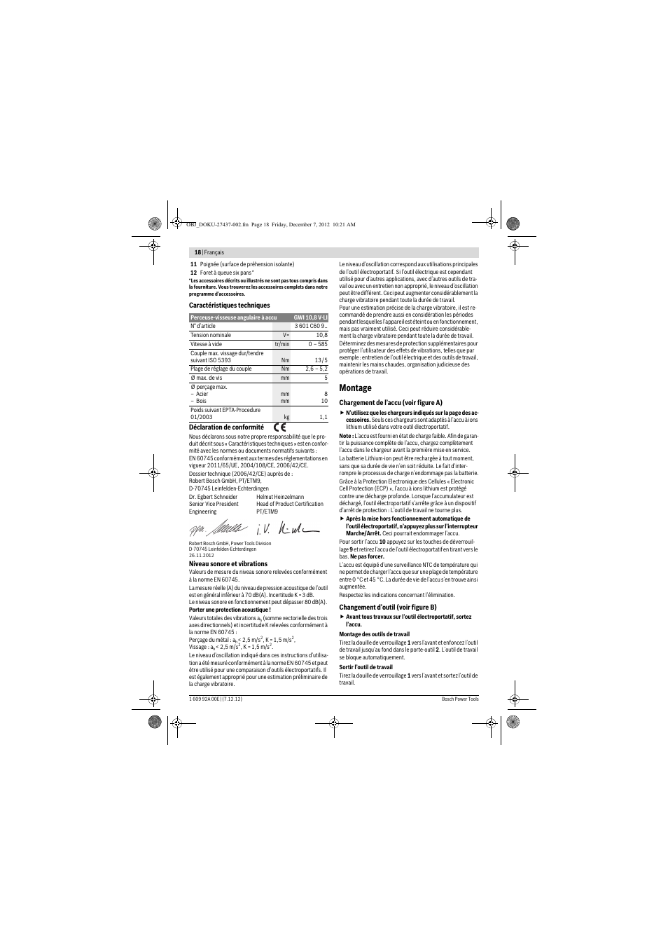 Montage | Bosch GWI 10,8 V-LI Professional User Manual | Page 18 / 148