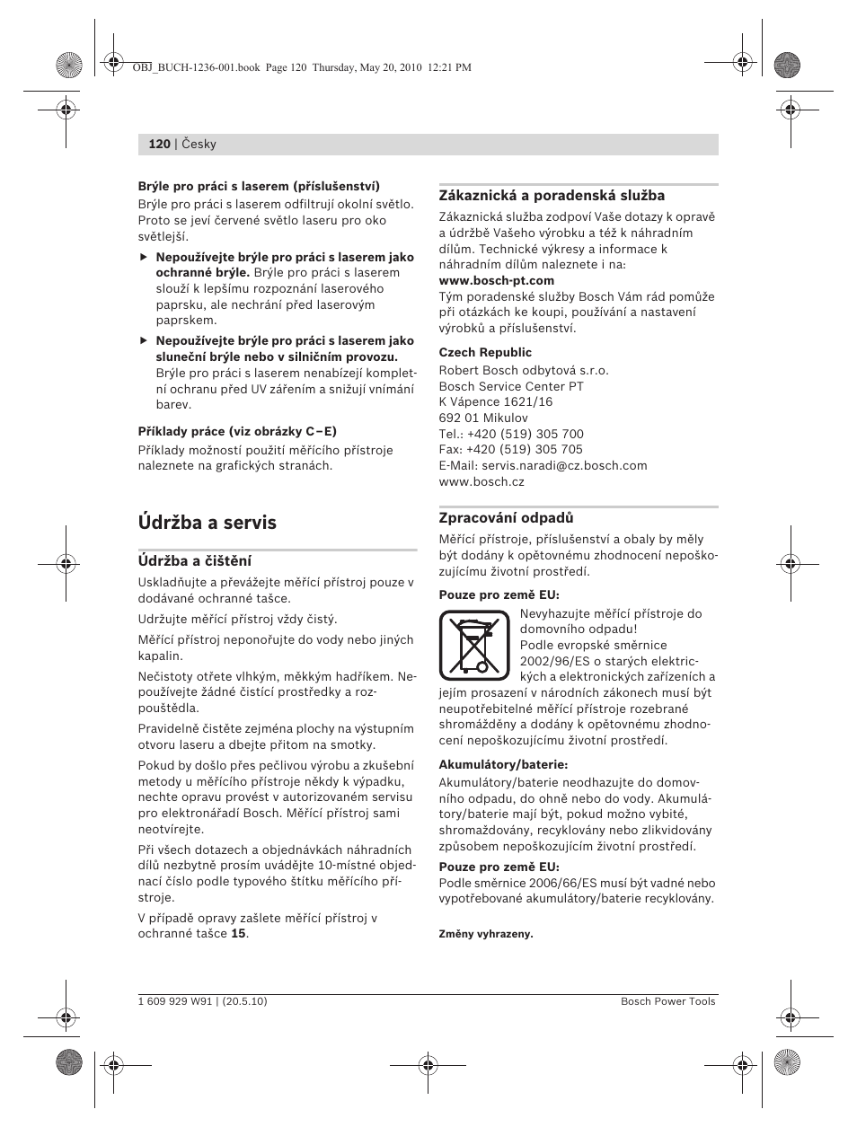 Údržba a servis | Bosch GLL 2 Professional User Manual | Page 120 / 217